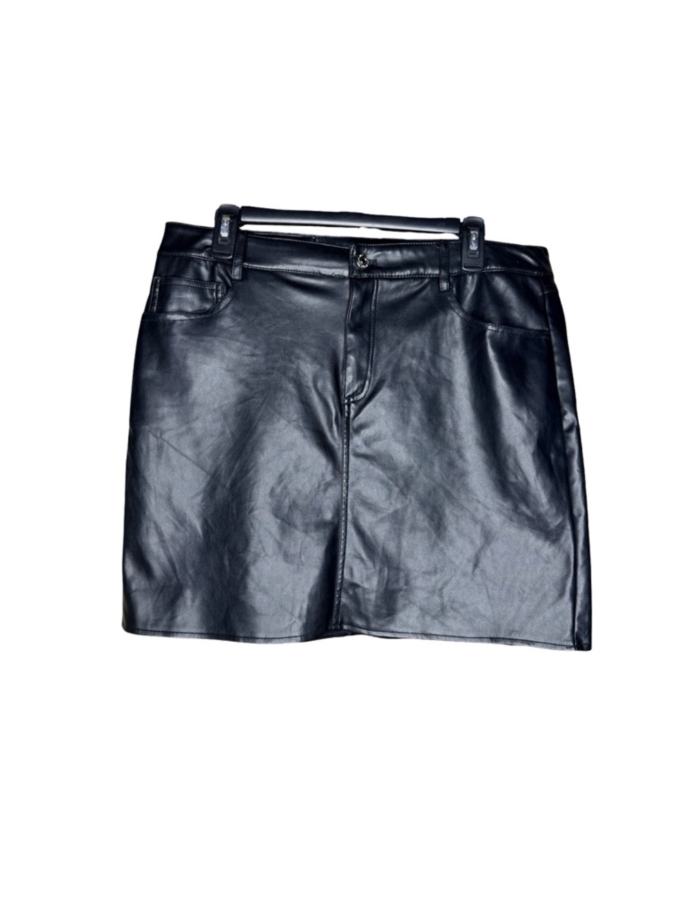 Marc New York Black Shiny Faux Leather Mini Skirt - Picture 2 of 5